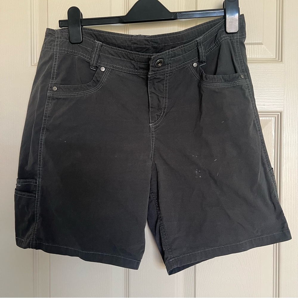 Kuhl Free Range Shorts Womens 12 Gray Chino 7” Cotton Outdoor Hiking Climbing